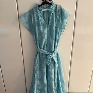 Samsoe Samsoe Blue Textured Dress with Belt